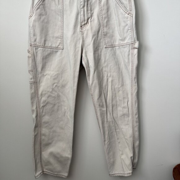 Simple Society Size 13 Women's Beige Carpenter Style Straight Leg Jeans with Uti - Picture 1 of 5